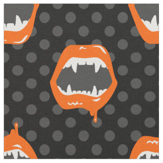 vampire lips monster fanged creature orange fabric