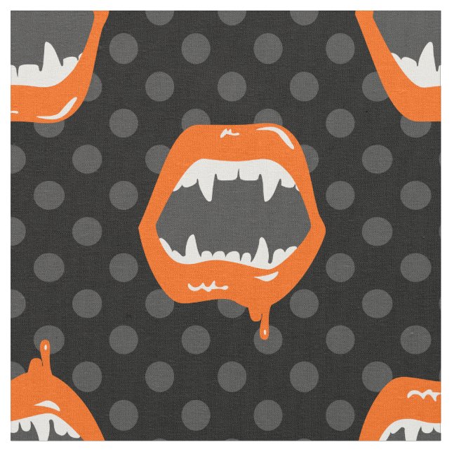 vampire lips monster fanged creature orange fabric (Close Up)