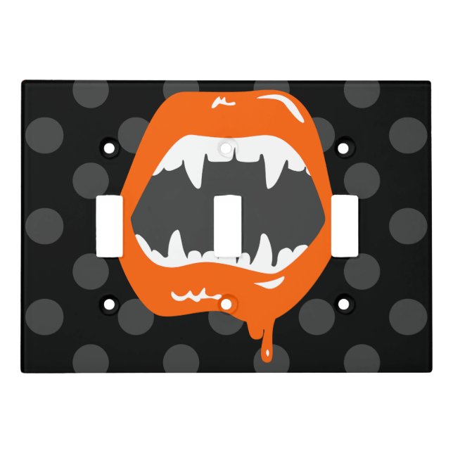 vampire lips monster fanged creature orange light switch cover (Front)