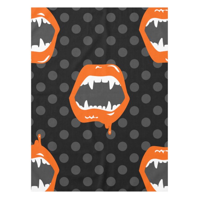 vampire lips monster fanged creature orange tablecloth (Front)