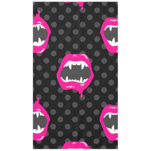 vampire lips monster fanged creature pink tablecloth