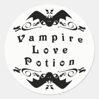 Vampire Love Potion Halloween Classic Round Sticker by Victoreeah at Zazzle