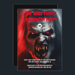 Vampire man adults halloween spooky undead invitation<br><div class="desc">Prepare to be drawn into the haunting allure of the invitation, a gateway to a world where darkness reigns supreme. At its center, a fierce looking figure emerges: a frightening Caucasian man with long, whispy charcoal gray hair cascading around his face like a silken shroud. His piercing red eyes glow...</div>
