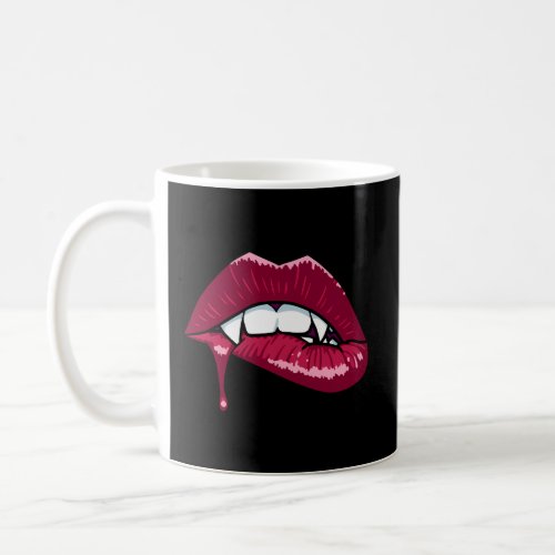 Vampire Mouth _ Fang Biting Lip With Drop Of Blood Coffee Mug