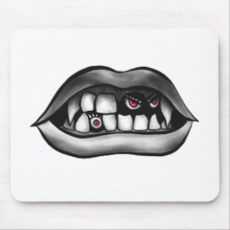 Vampire Mouth With Fangs And Evil Creatures Mouse Pad