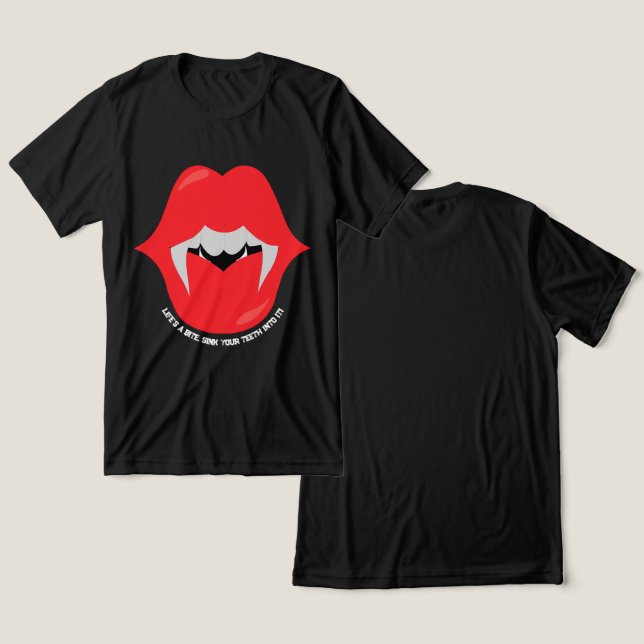Vampire mouth with fangs and teeth Tri-Blend shirt (Design Front & Back)
