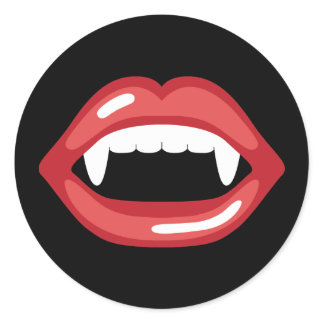 Vampire Mouth With Red Lips And Fangs Classic Round Sticker