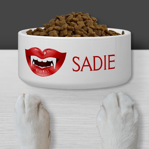 Vampire Mouth With Red Lips Illustration  Name Bowl