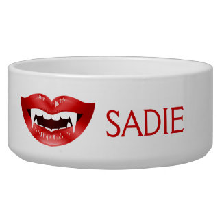 Vampire Mouth With Red Lips Illustration &amp; Name Bowl