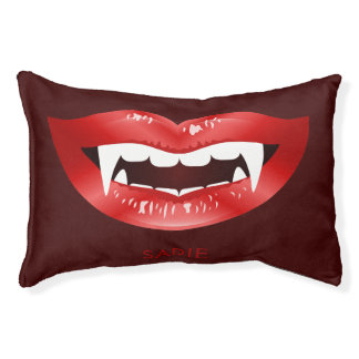 Vampire Mouth With Red Lips Illustration &amp; Name Pet Bed