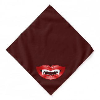 Vampire Mouth With Red Lips Illustration On Red Bandana