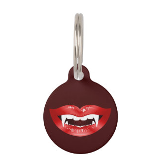 Vampire Mouth With Red Lips &amp; Pet's Info Pet ID Tag
