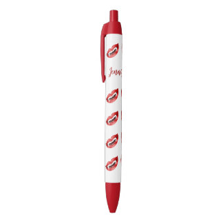 Vampire Mouths Pattern With Custom Name Black Ink Pen