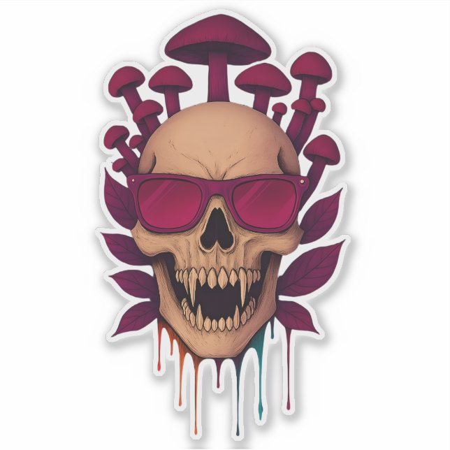 Vampire Mushroom Skull Sticker (Front)