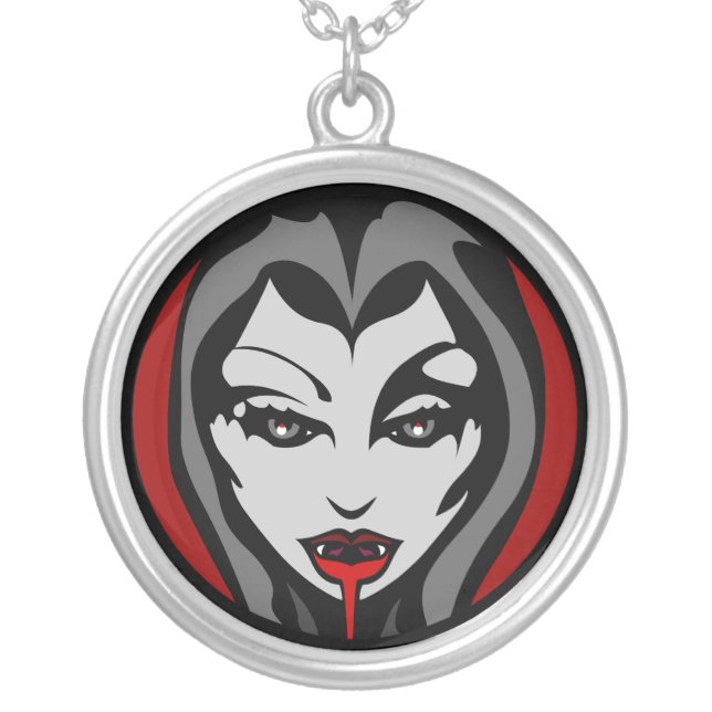 Vampire Necklace Halloween Vampire Girl Necklace (Front)