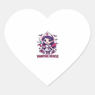 Vampire Nurse Shirt � Funny Halloween Medical Work Heart Sticker