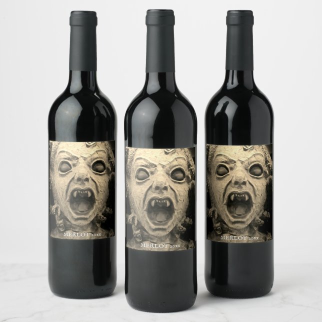 Vampire or Devil Scary Face Custom Wine Labels (Bottles)