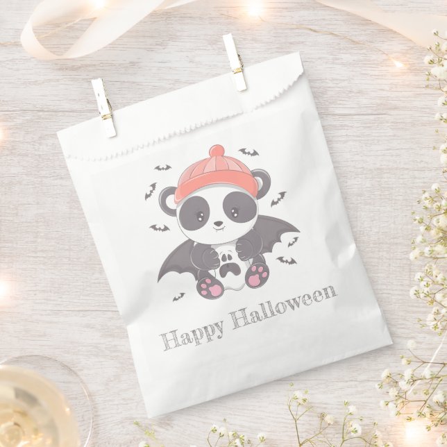 Vampire Panda Bats Ghost Happy Halloween Favor Bag (Clipped)