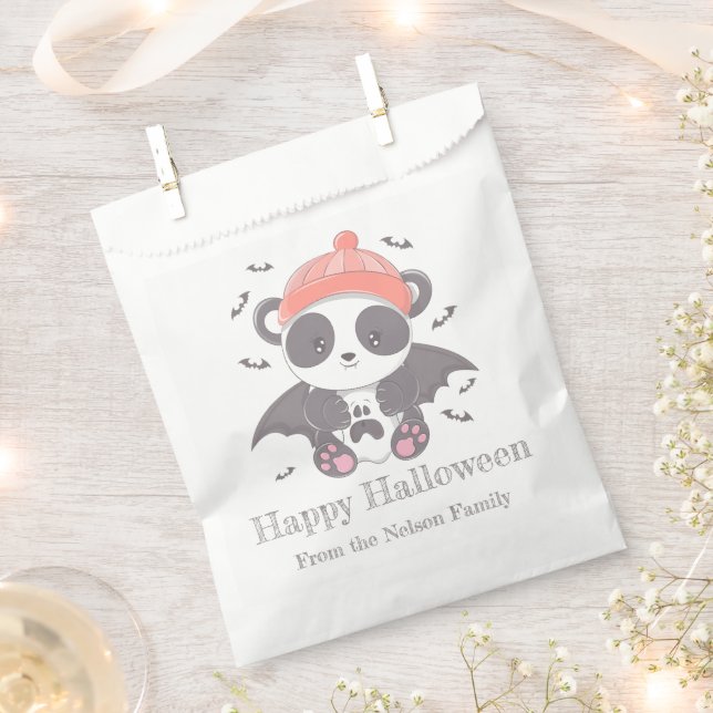 Vampire Panda Bats Ghost Happy Halloween Favor Bag (Clipped)