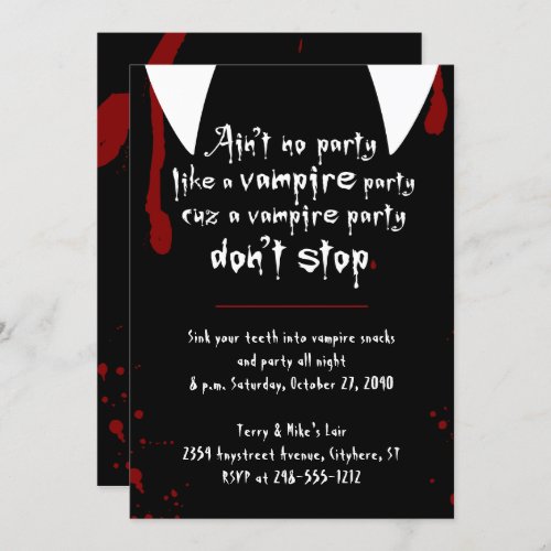 Vampire Party Dont Stop Halloween Invitation