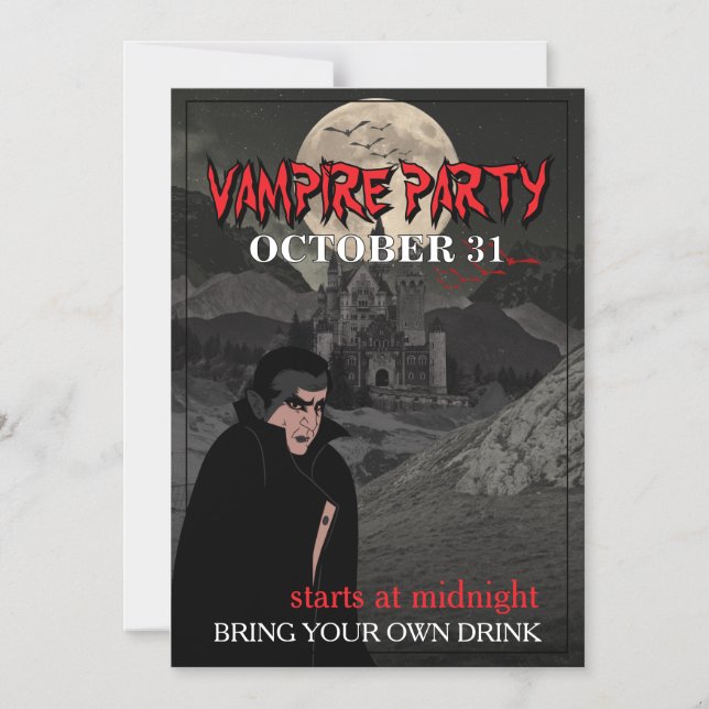 Vampire Party Invitation Personalized Text (Front)