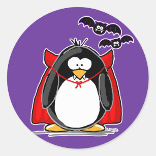 Vampire Penguin Classic Round Sticker