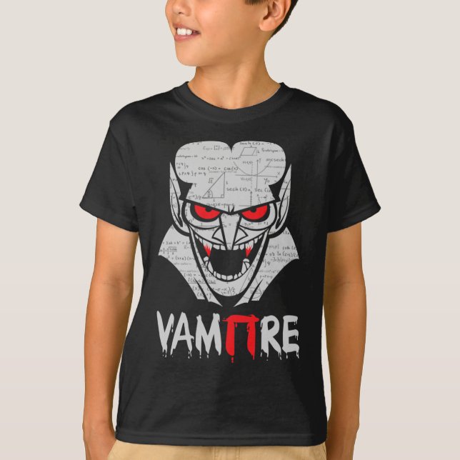 Vampire Pi Halloween Costume Funny Math Science Te T-Shirt (Front)