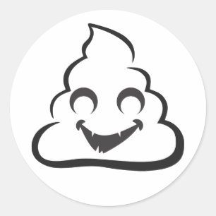 Vampire Poop Emoji (black & white) Stickers