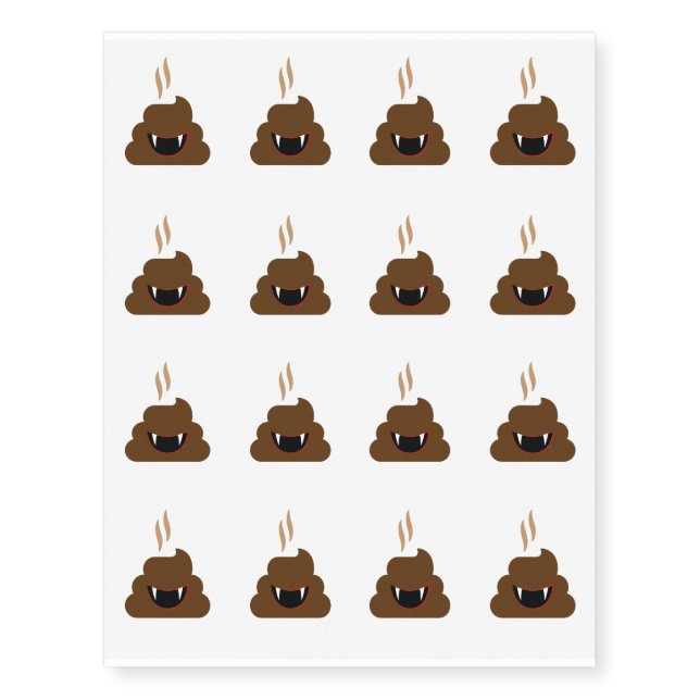 Vampire Poop Emoji Funny Halloween Temporary Tattoos (Front)