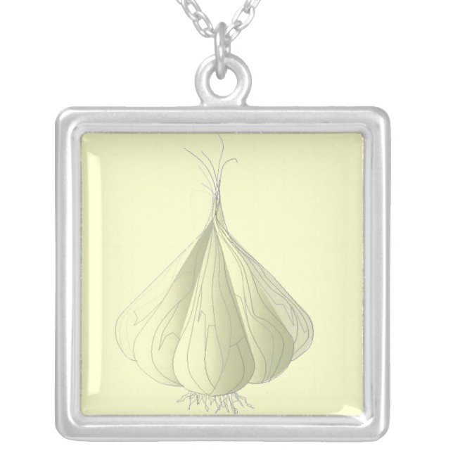 Vampire Protection - Garlic Silver Plated Necklace (Front)