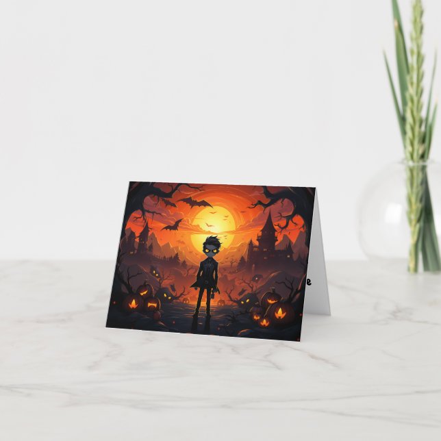 Vampire Pumpkin And Halloween Card (Front)
