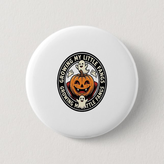 Vampire Pumpkin Badge Growing My Little Fangs_1 Button (Front)