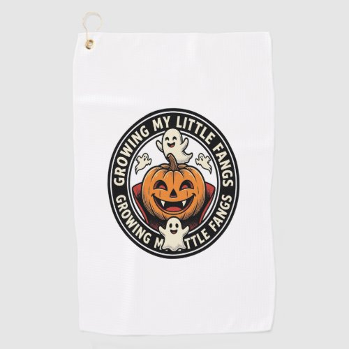 Vampire Pumpkin Badge Growing My Little Fangs_1 Golf Towel
