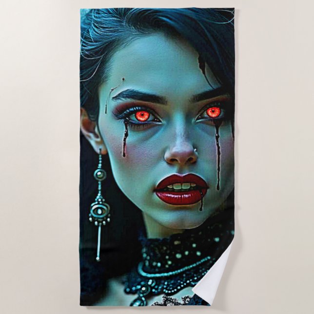 Vampire Queen: Dark Allure Art Beach Towel (Front)