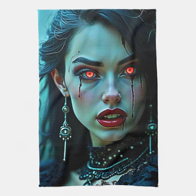 Vampire Queen: Dark Allure Art Kitchen Towel (Vertical)