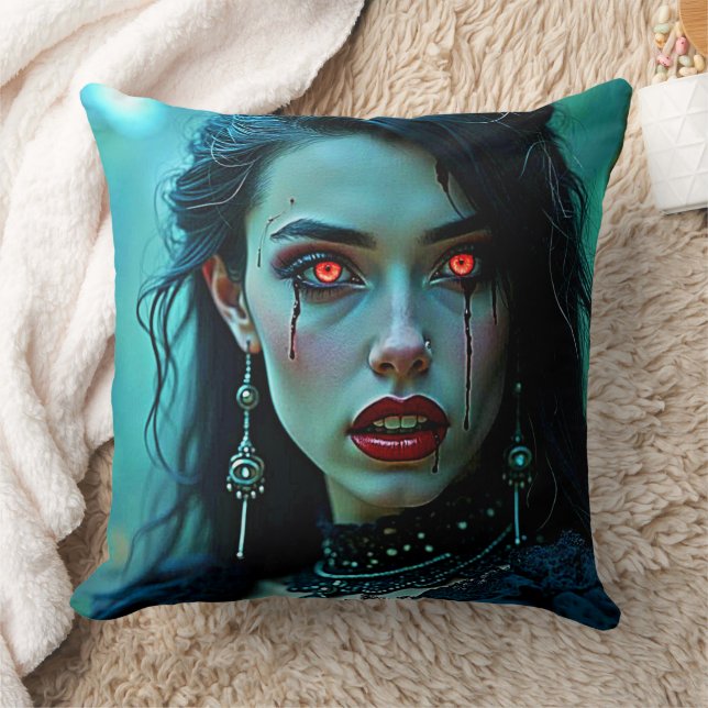 Vampire Queen: Dark Allure Art Throw Pillow (Blanket)