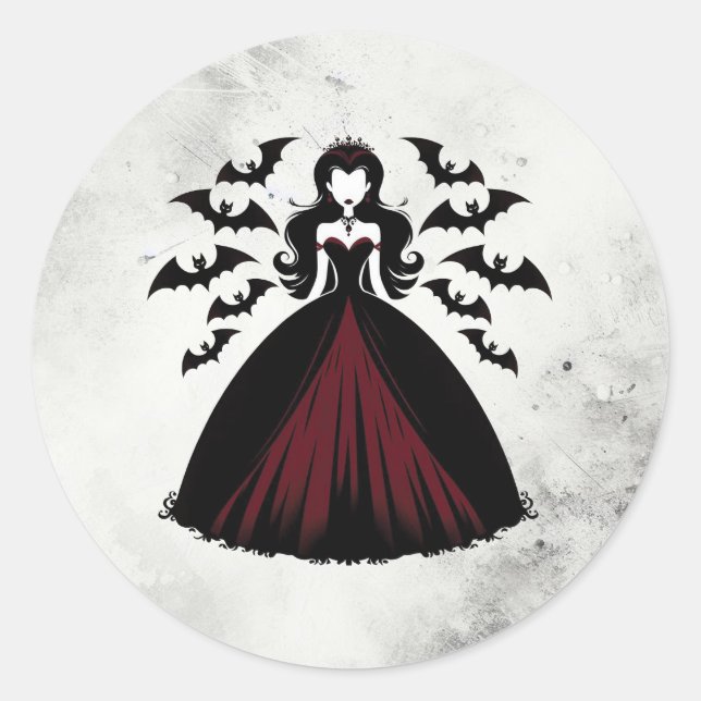 Vampire Queen Halloween Party Classic Round Sticker (Front)