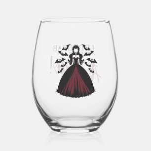 Vampire Queen Halloween Stemless Wine Glass