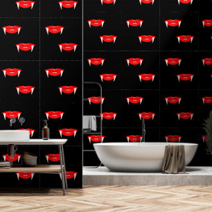 Vampire Red Lips Custom Color Black Wallpaper