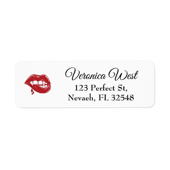 Vampire Red Lips Dripping Blood Label (Front)