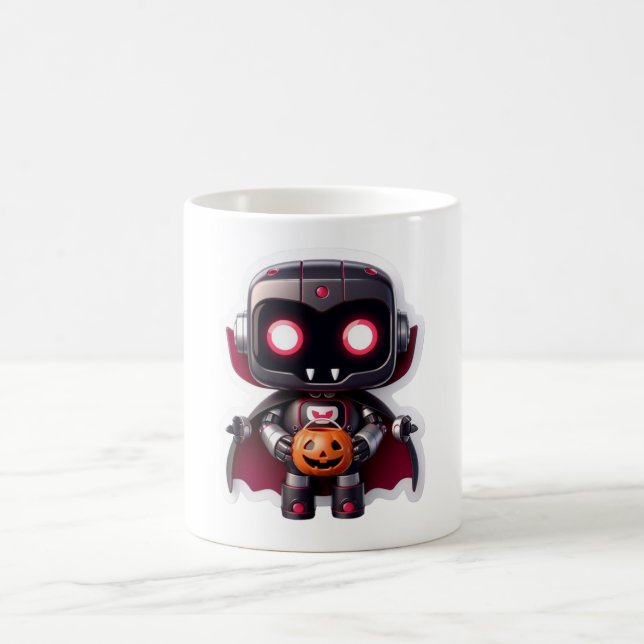 Vampire Robot Halloween Mug Cute Spooky Tech (Center)