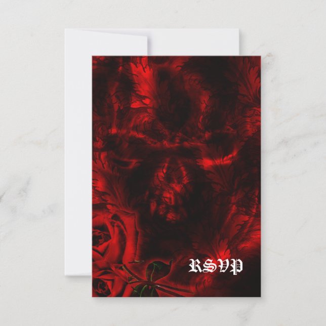 Vampire Roses Goth Wedding RSVP Card (Front)