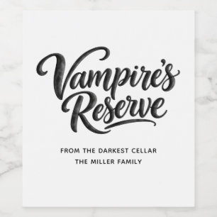 Vampire’s Reserve   Spooky Gothic Halloween Party Wine Label