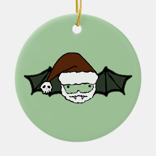 Vampire Santa Bat Ceramic Ornament (Front)