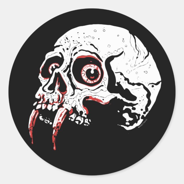 Vampire Skull Classic Round Sticker (Front)
