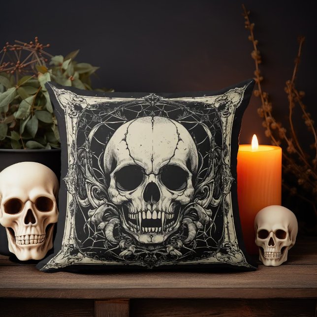 Vampire Skull  Throw Pillow (Creator Uploaded)