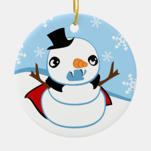 Vampire Snowman Ceramic Ornament