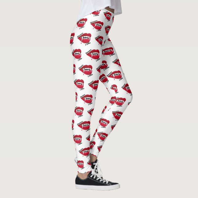 Vampire Sometimes I Bite Halloween Leggings White (Right)