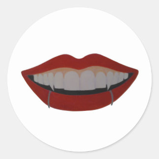 Vampire teeth classic round sticker