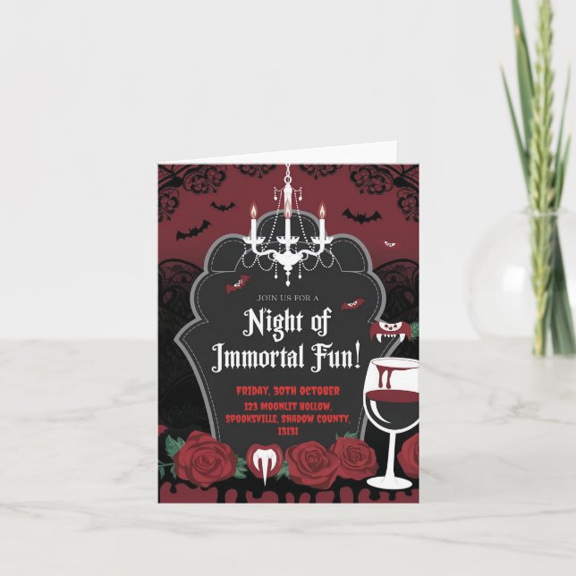 Vampire-Themed Halloween Invitation  (Front)